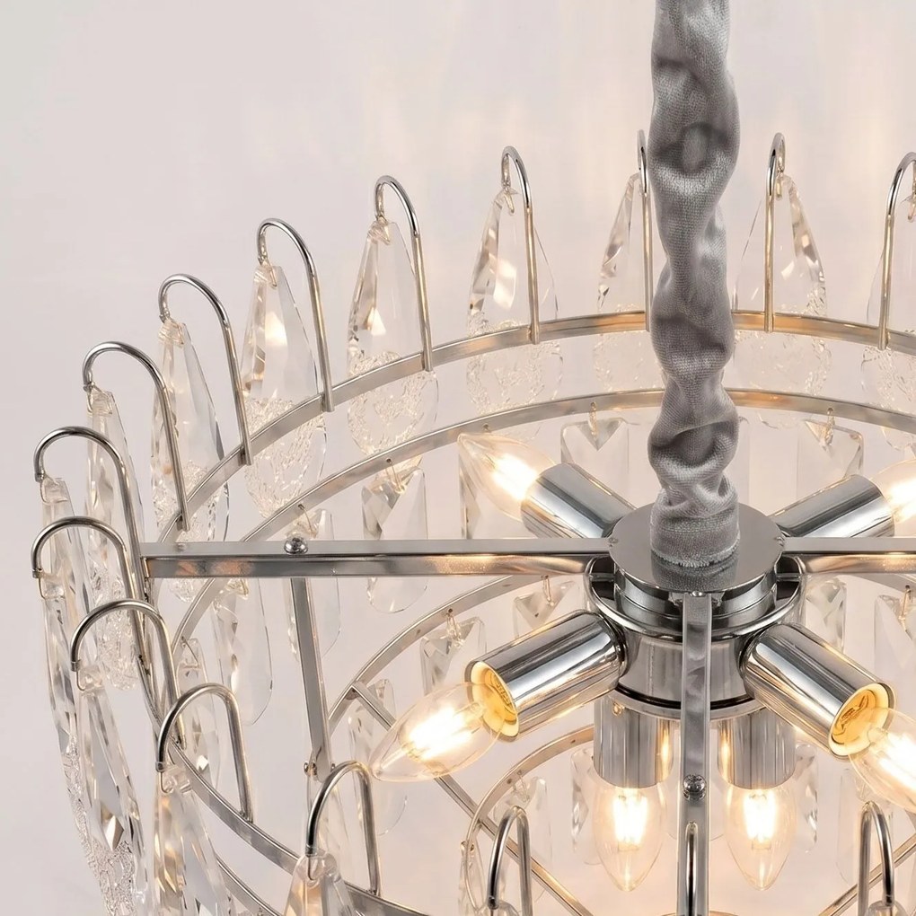 Toolight Toolight, krištáľová závesná lampa Ø50 cm, 6xE14, SWE079-CP, chrómová, OSW-30208