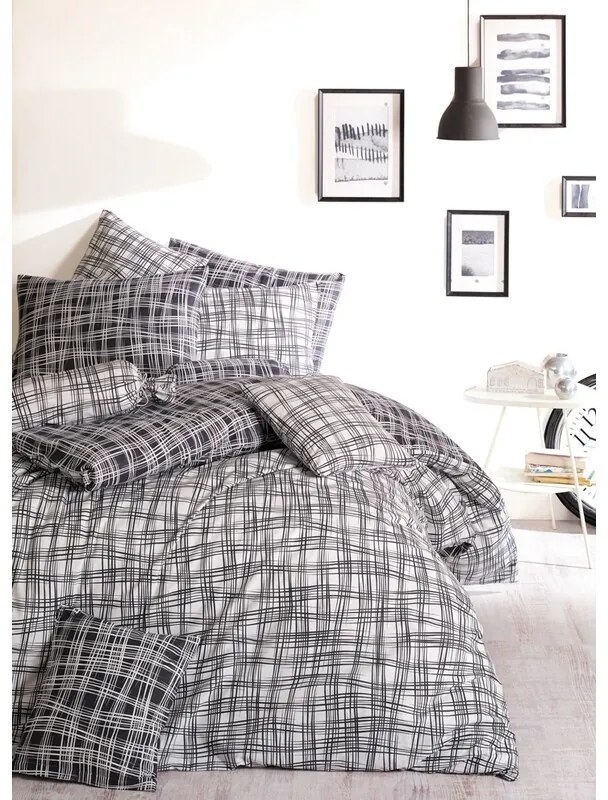 BedTex Bavlnené obliečky Straw čierna, 220 x 200cm, 2 ks 70 x 90 cm