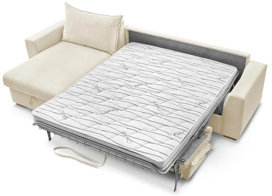 Krémová menčestrová rozkladacia rohová pohovka (variabilná) Augustin – Bobochic Paris