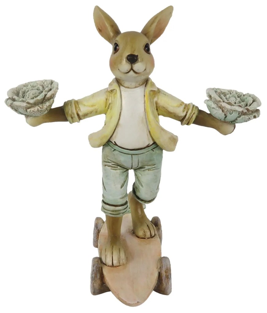 Dekorácie králik na skateboarde s kelom - 14 * 11 * 16 cm