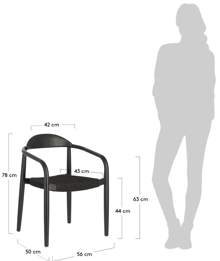 Čierna záhradná stolička z eukalyptového dreva Kave Home Glynis