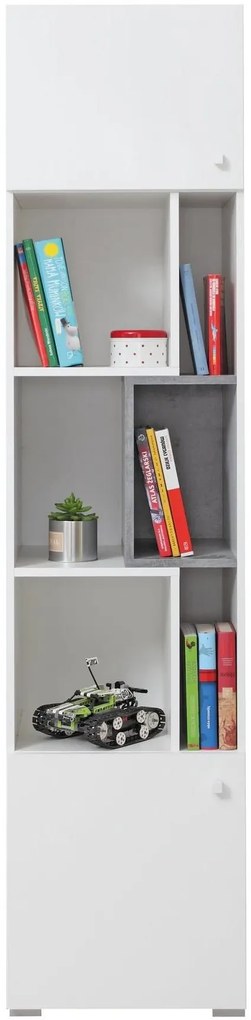 Regál Sigma 6, biela mat / betón / dub