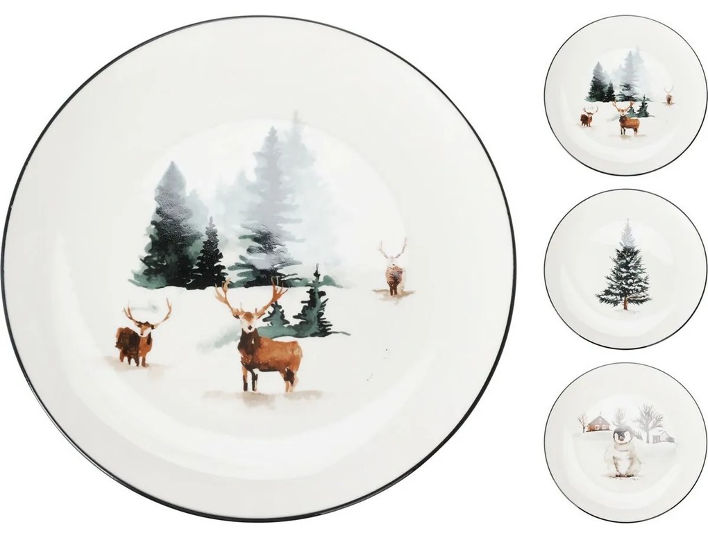 Porcelánový plytký tanier Winter Deer, 27 x 2,6 cm