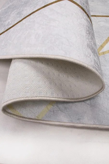 Protišmykový koberec MILANO 90028-01 sivý / zlatý