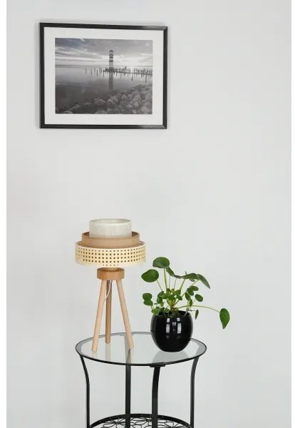 Brilagi - Stolná lampa CEDAR LUNETA 1xE27/15W/230V ratan/hnedá/krémová