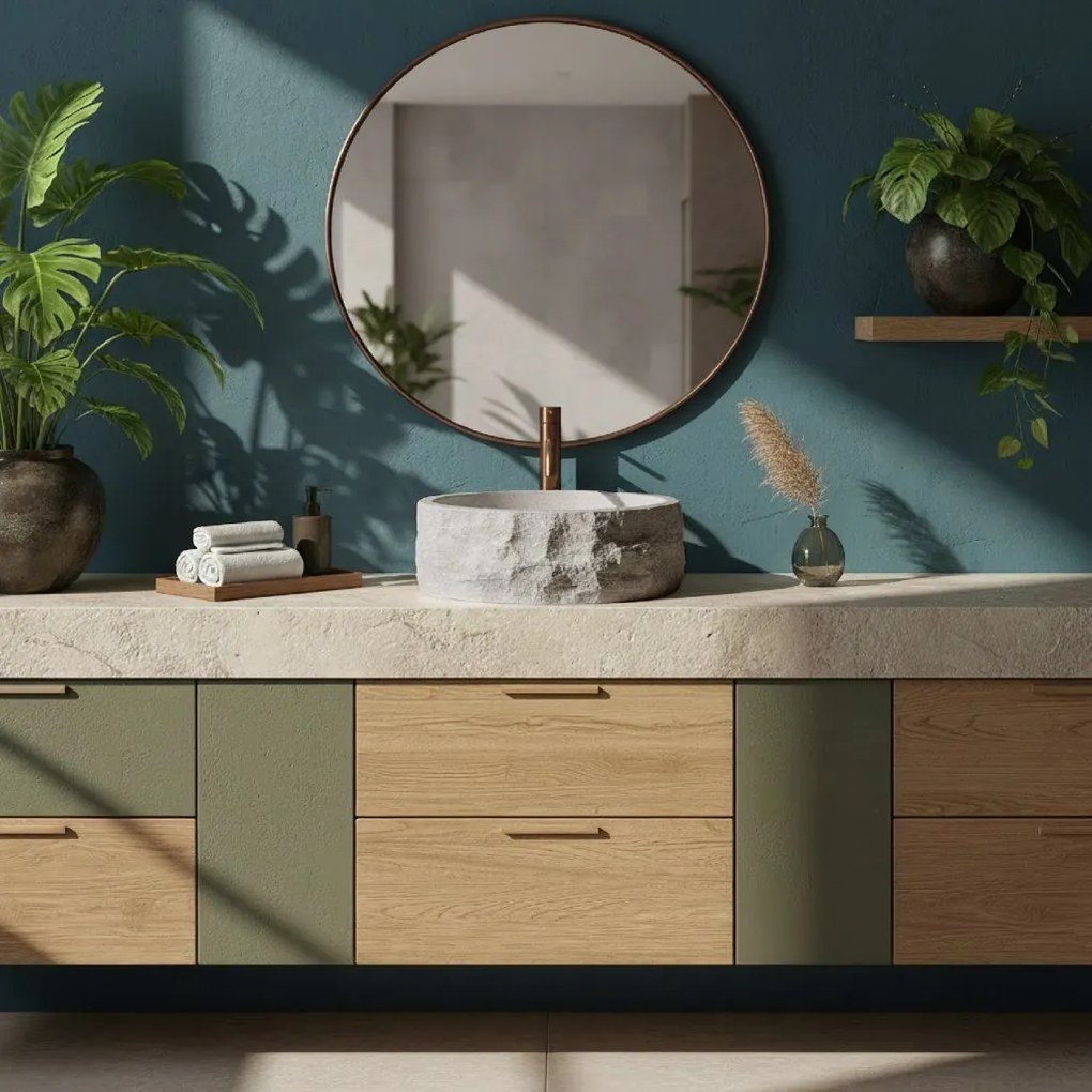 Rea Alice Moon, umývadlo na dosku 390×390×145 mm, béžová matná – imitácia kameňa, REA-U3501