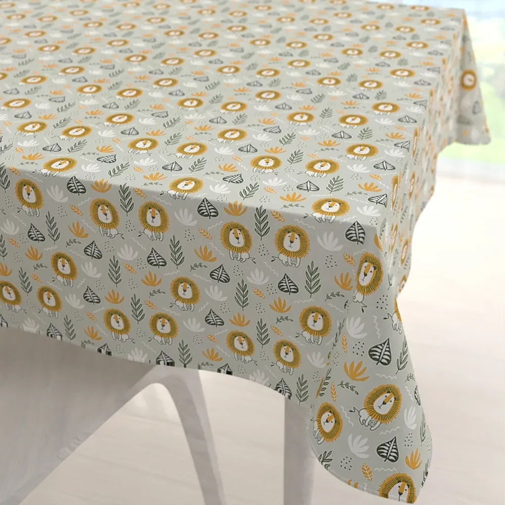 Biante Detský bavlnený štvorcový obrus Sandra SA-565 Levy na sivom 100x100 cm