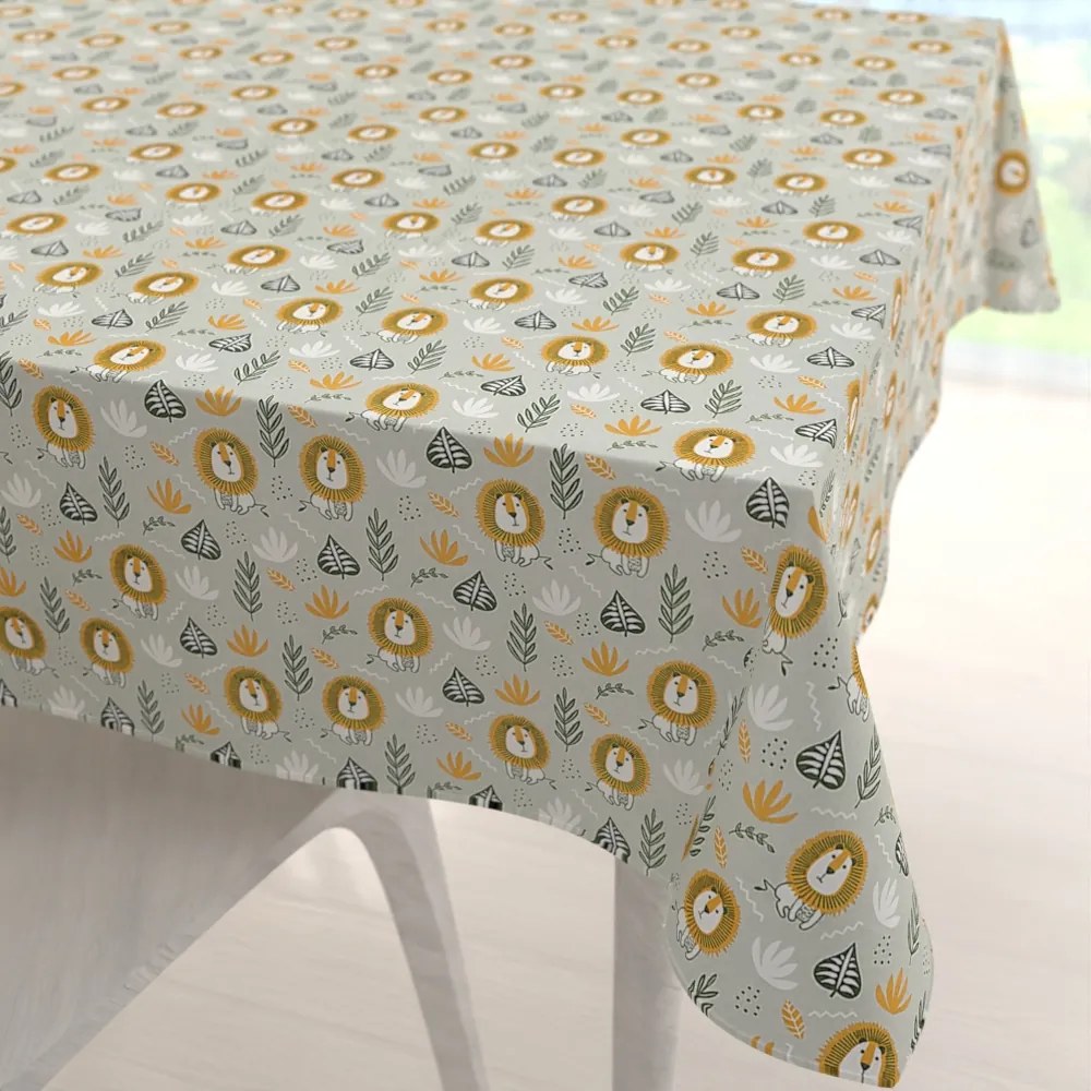 Biante Detský bavlnený štvorcový obrus Sandra SA-565 Levy na sivom 80x80 cm