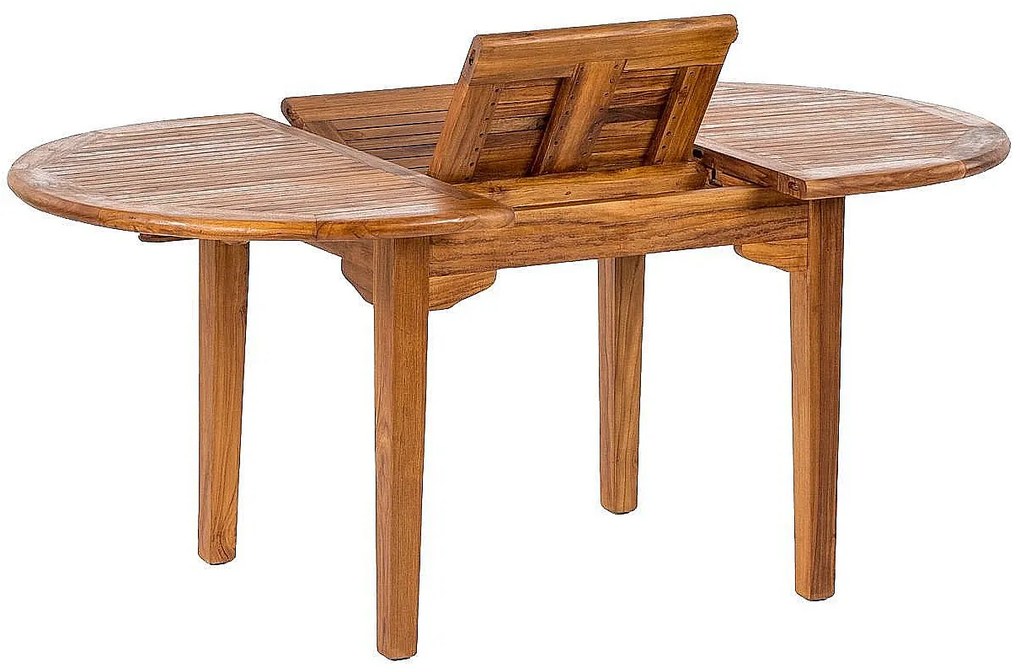 DEOKORK Teakový stôl ELEGANTE 130 / 180 × 100 × 78 cm | ovál | rozkladacia