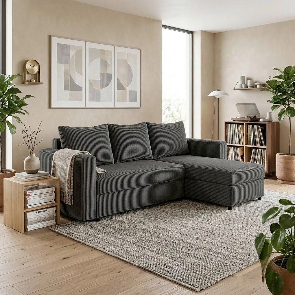 XXXLutz ROHOVÁ SEDAČKA, textil, tmavosivá P & B - Sedačky - 001574008405