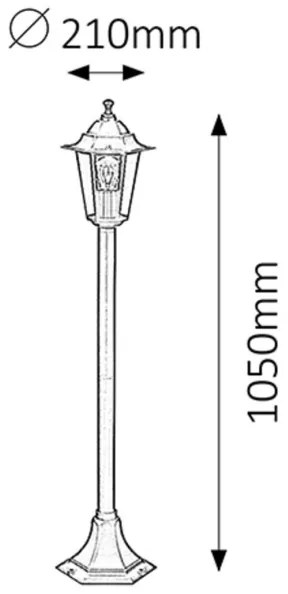 Rabalux 8210 - Vonkajšia lampa VELENCE 1xE27/60W/230V 105 cm