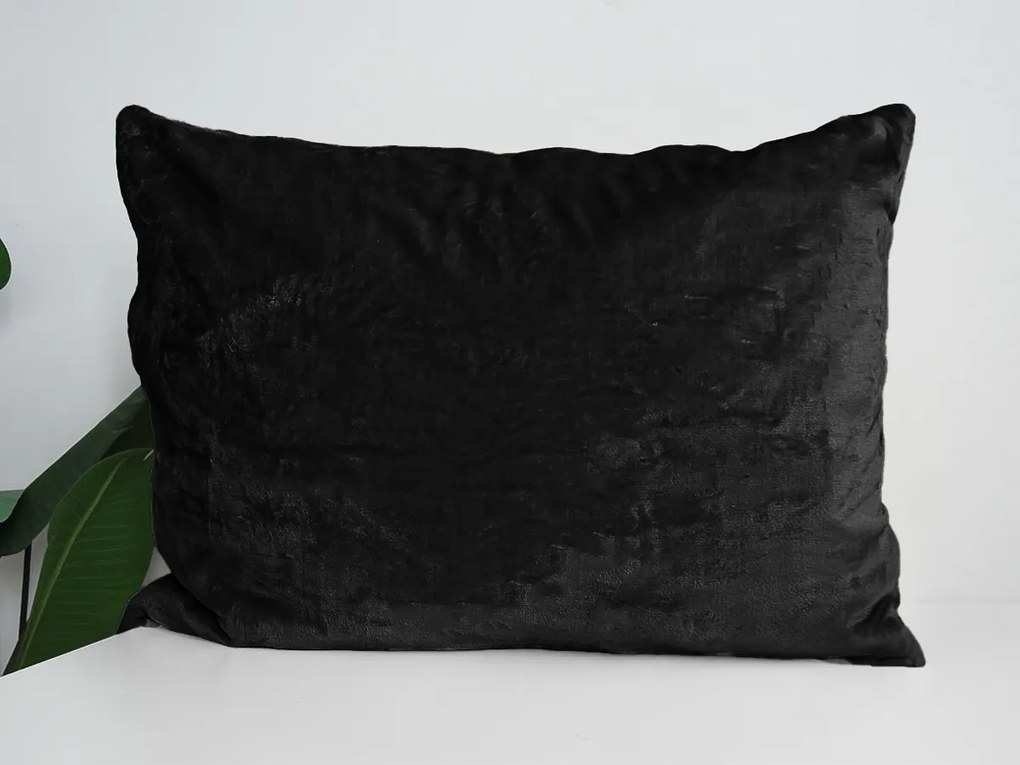 XPOSE® Mikroplyšová obliečka na vankúš - čierna 50x70cm