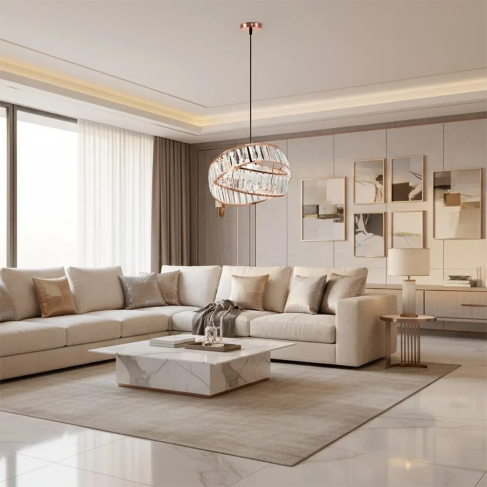 Stropné krištáľové svietidlo APP1105-1CP ružovo zlaté