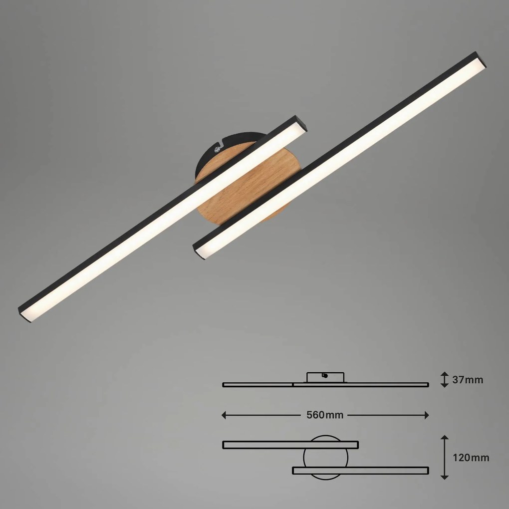 LED svetlo Go 2-pl. čierna/drevený dekór lineárne