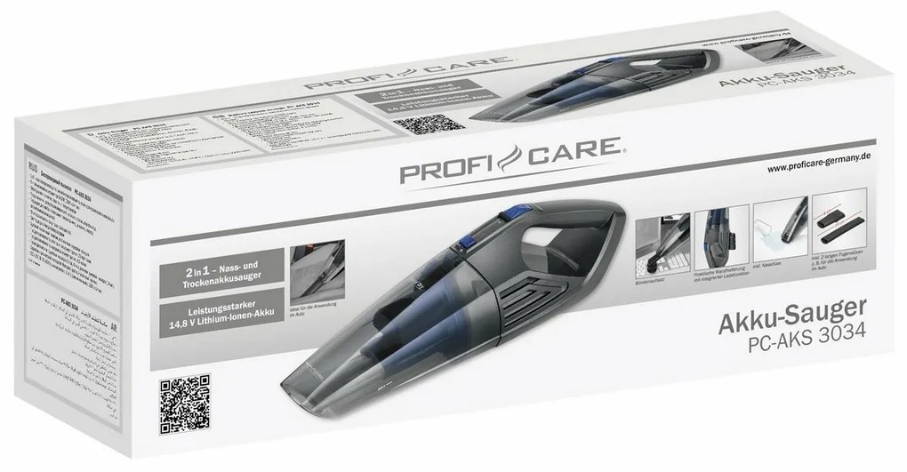 ProfiCare AKS 3034 ručný vysávač 2v1, sivá