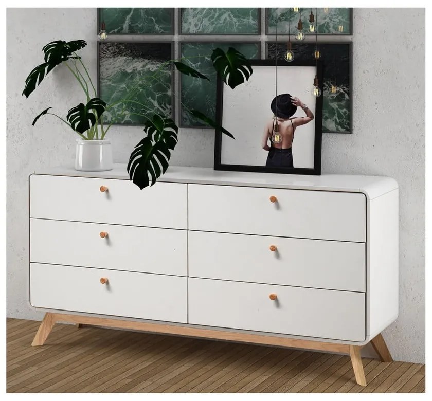Biela nízka komoda 150x74 cm Caitlin – Støraa