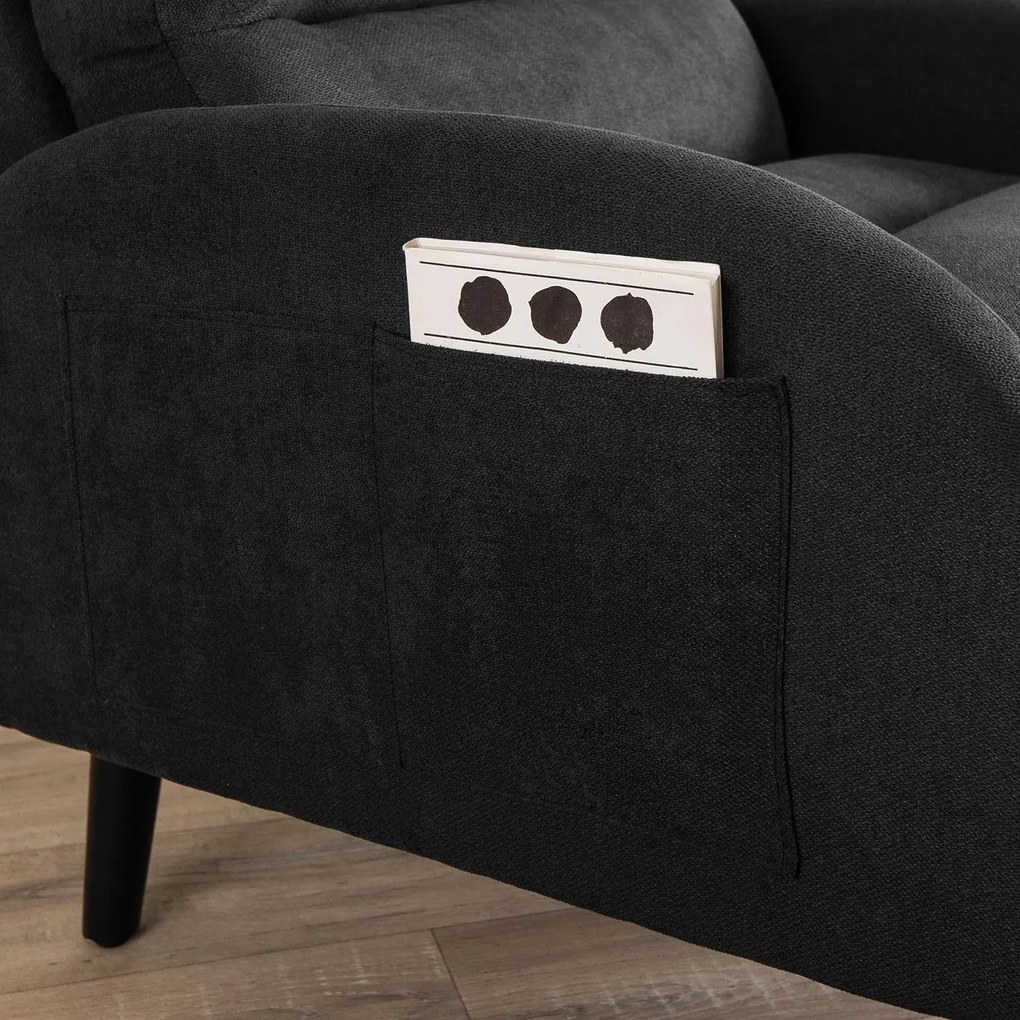 Polohovacie kreslo Henry s podnožkou čierne