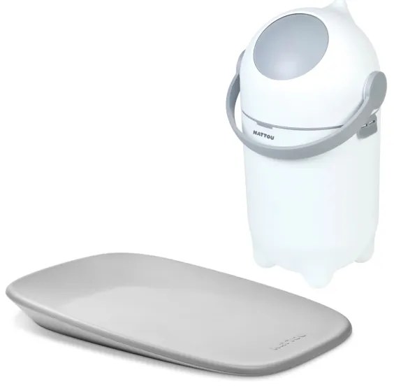 Nattou - Kôš na plienky a prebaľovacia podložka SOFTY 50x70 cm biela/šedá