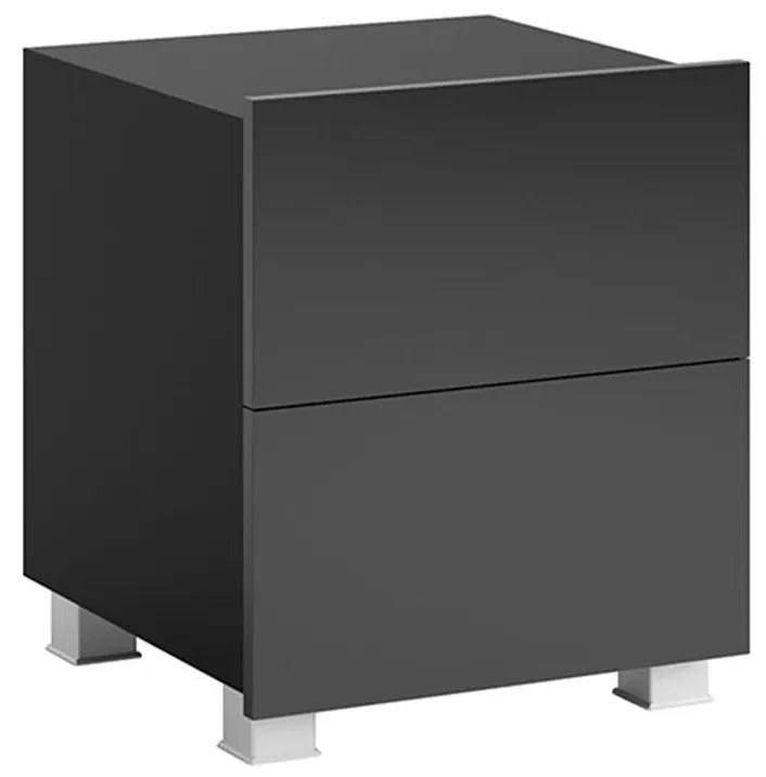 Konsimo Sp. z o.o. Sp. k. Nočný stolík PAVO 45x40 cm lesklá čierna/matná čierna KO0154