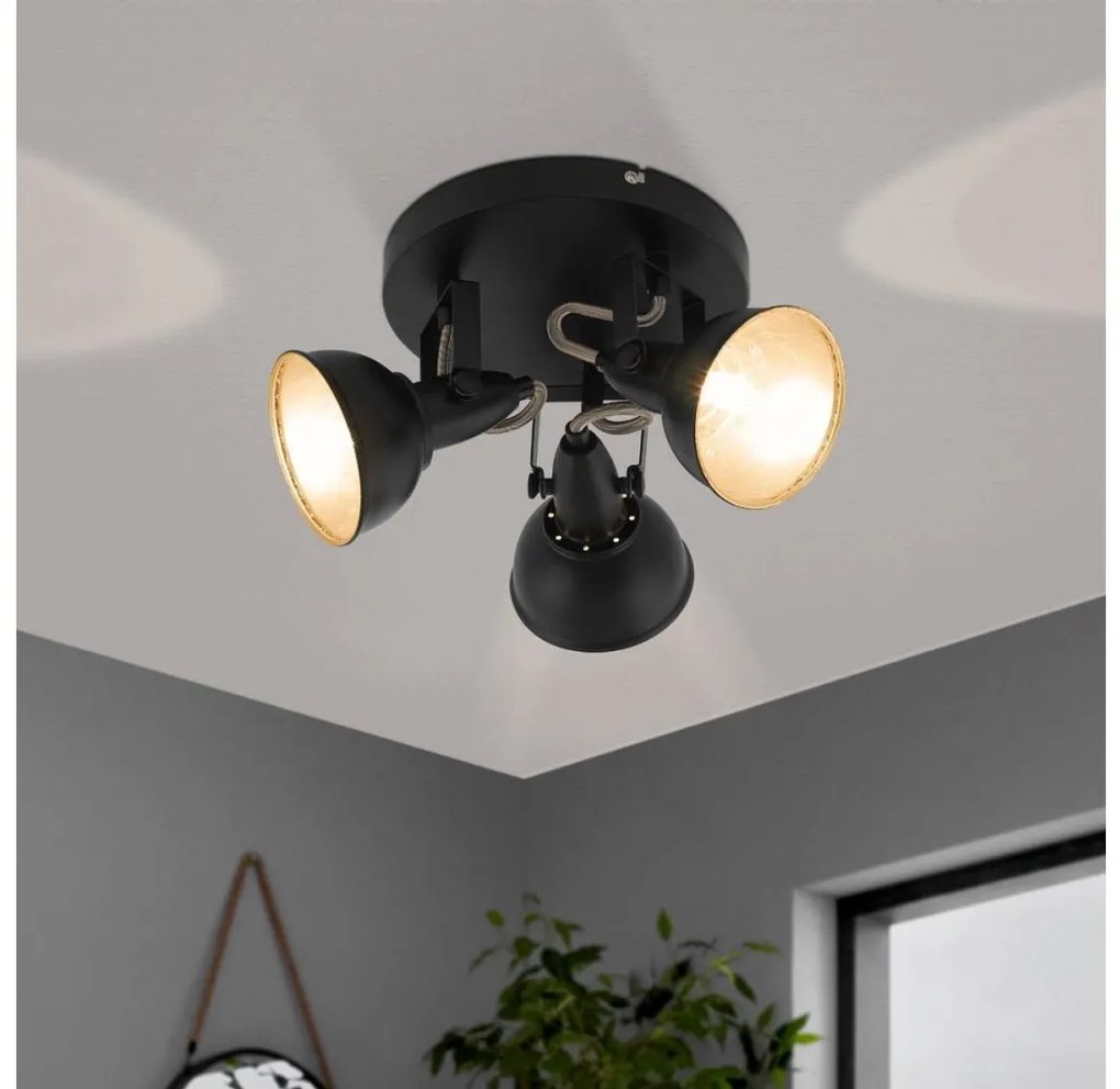 Eglo 75514 - Bodové svietidlo THORNTON 3xE14/28W/230V čierna/zlatá