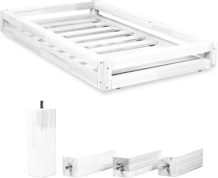 Sada bielej zásuvky pod posteľ a 4 predĺžených nôh Benlemi, pre posteľ 80 × 180 cm