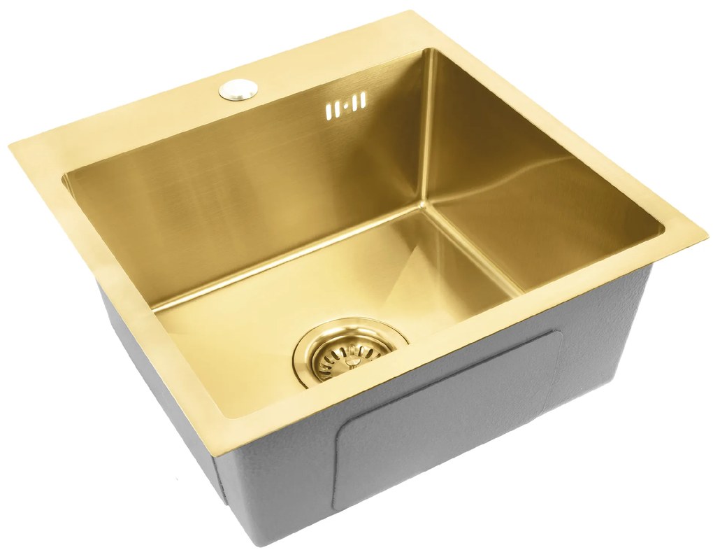 Rea Leo, 1-komorový oceľový drez 400x450x185 mm, zlatá matná, ZLE-06001
