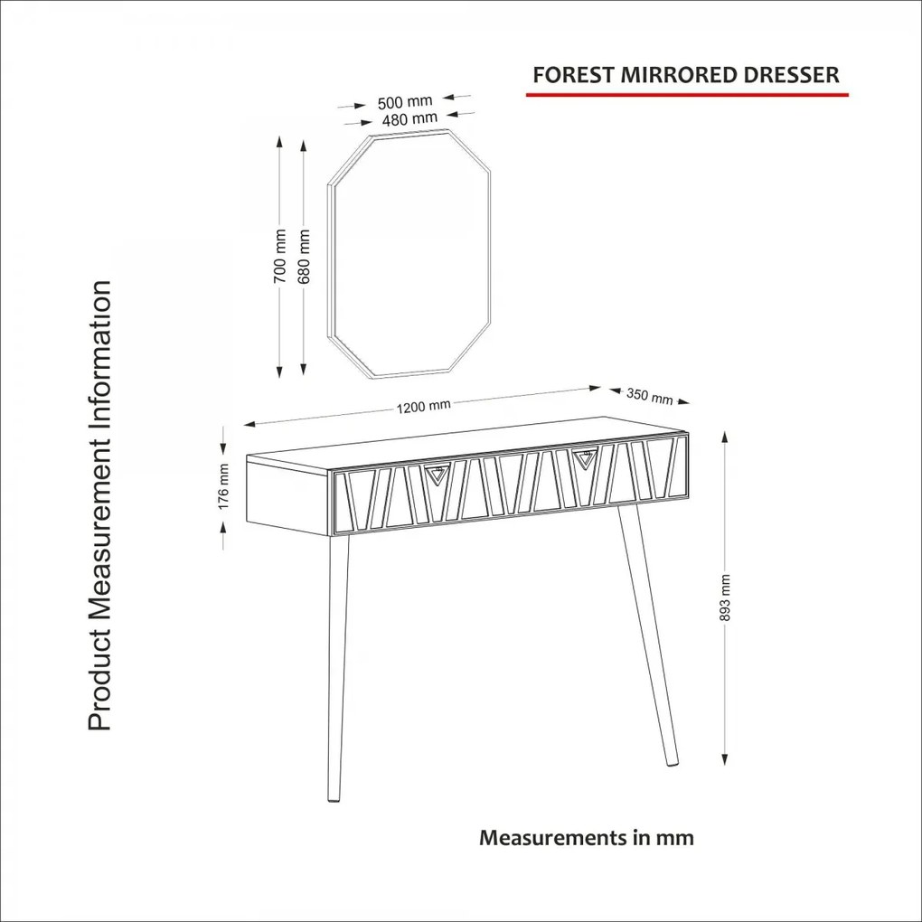 Toaletný stolík Forest Aynali 120 cm hnedý/zelený