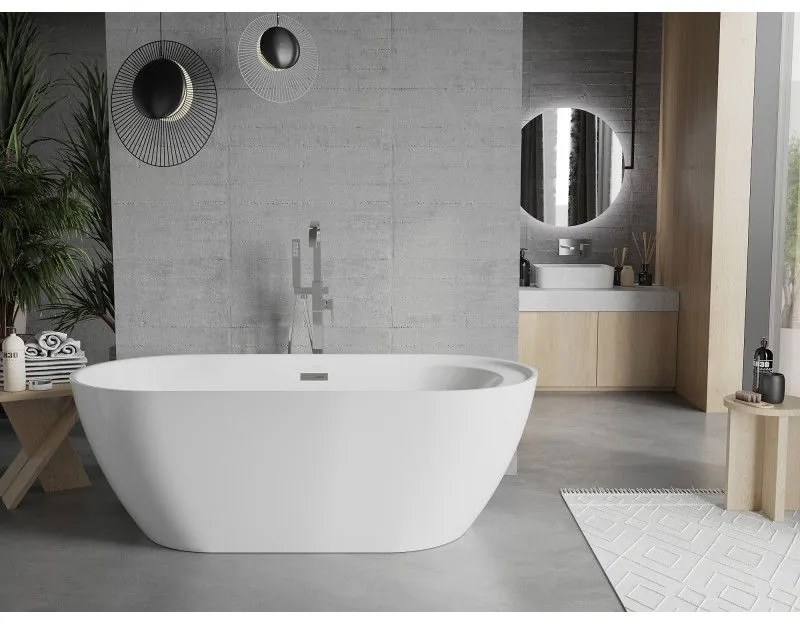 Mexen Laura, voľne stojaca vaňa 170 x 80 cm + chrómová zátka a sifón automat, biela, 53401708000
