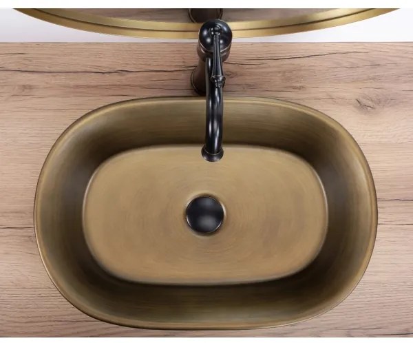 REA-U3305 - Umývadlo na dosku WILMA RUSTIC 38x55 cm keramika/medená