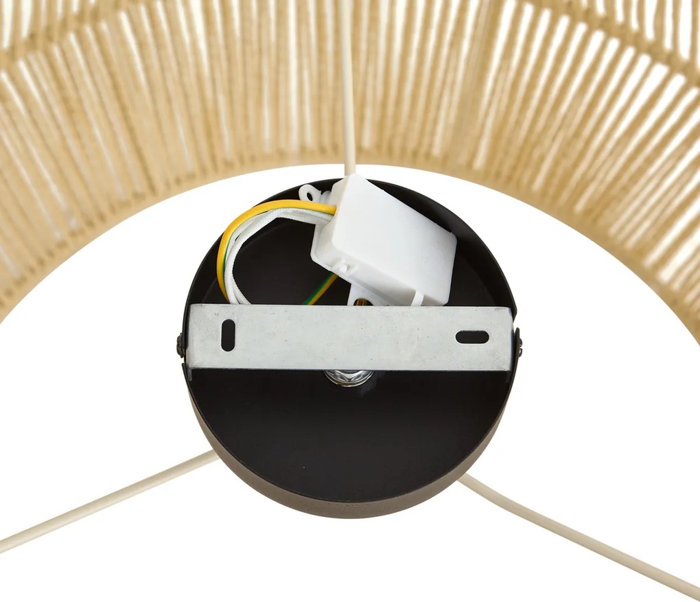 Stropná lampa čierna s béžovým lanovým tienidlom 50/50/30 - Cyl
