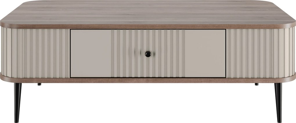 Kávový stolík so zásuvkou Vesper 103x60 cm - kašmír / orech / čierne nohy