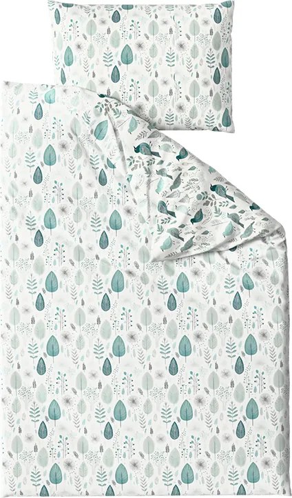 Polybavlnené obliečky LEAFBIRD POLY bielo-zelené Rozmer obliečky: 70 x 90 cm | 140 x 200 cm