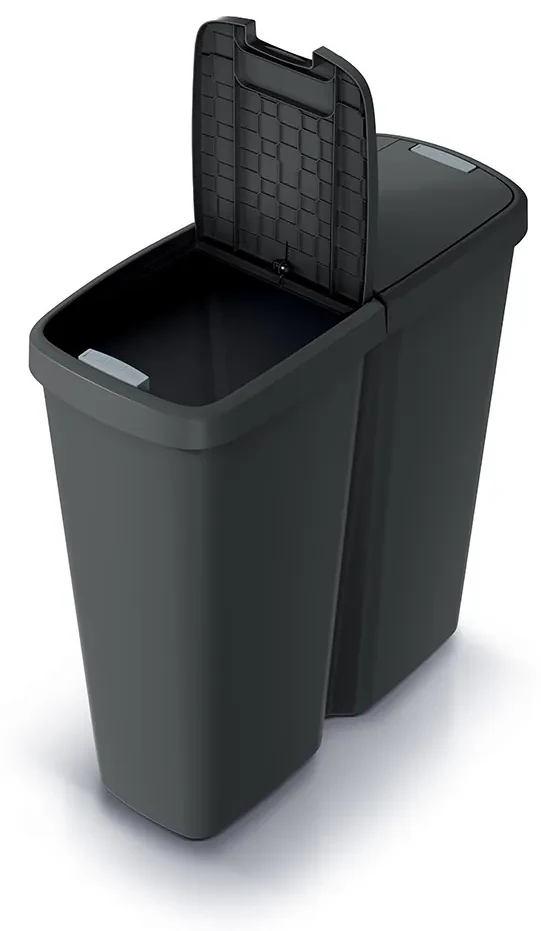 Odpadkový kôš DUO čierny, 50 l, čierna
