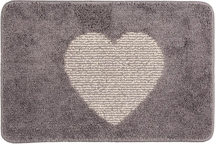 Šedá kúpeľňová predložka so srdiečkom - 58*38*1 cm