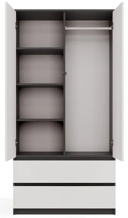 Šatní skříň Malwa SS-90 cm antracit/bílá