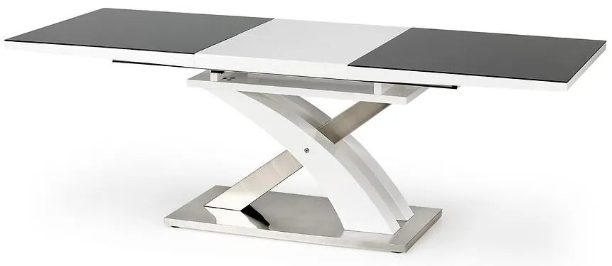 Rozkladací stôl Sandor 2 160/220x90cm Sklo-Čierna/Mdf-Biely