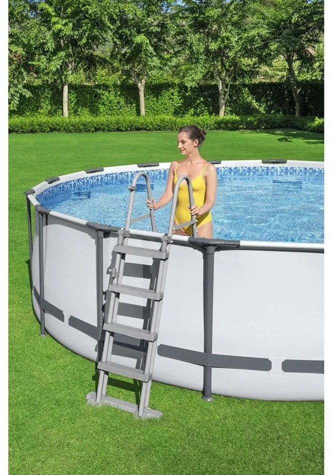 Bestway Okrúhly nadzemný bazén Steel Pro MAX s kartušovou filtráciou, schodíkmi a plachtou