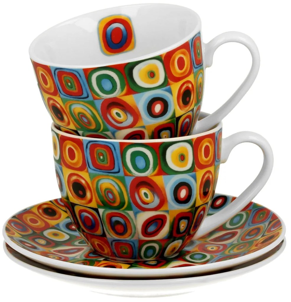 Porcelánová šálka s podšálkou Kandinskij Squares 270 ml sada 2ks