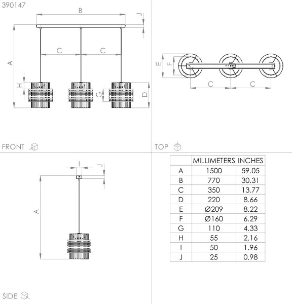 Eglo 390147 - Luster na lanku OLTAMAR 3xE27/40W/230V krémová