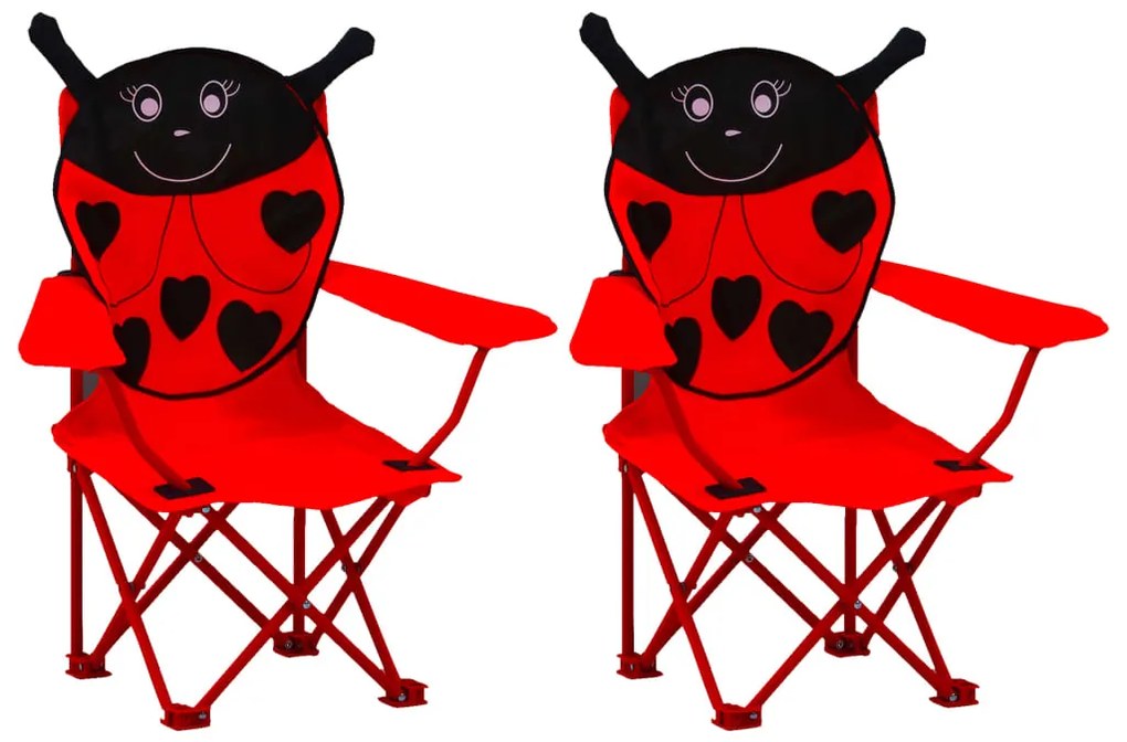 vidaXL Detské záhradné stoličky 2 ks červené látkové