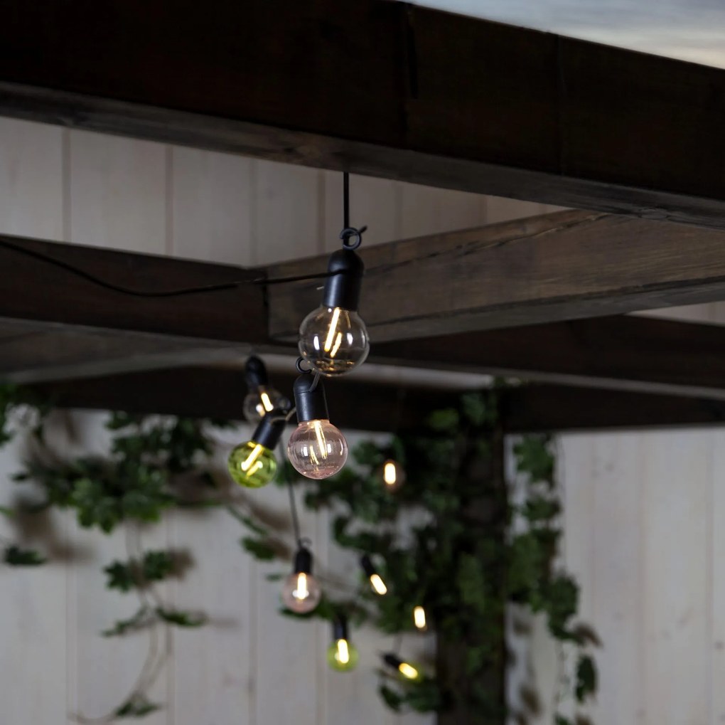 Vonkajšia svetelná LED reťaz s motívom žiaroviek dĺžka 4,05 m Star Trading Glow - čierny