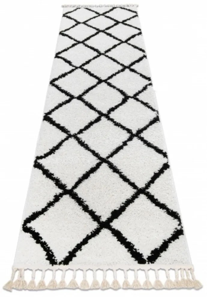 *Kusový koberec Shaggy  Cross biely atyp, Velikosti 80x200cm
