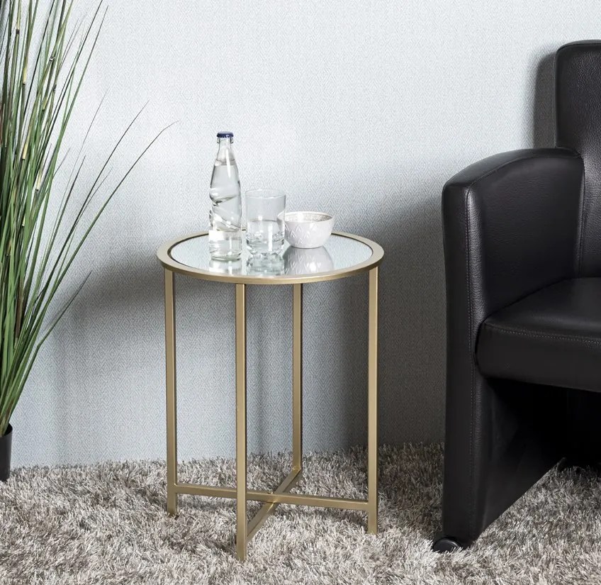 Okrúhly odkladací stolík Lagos 39 cm, zlatý