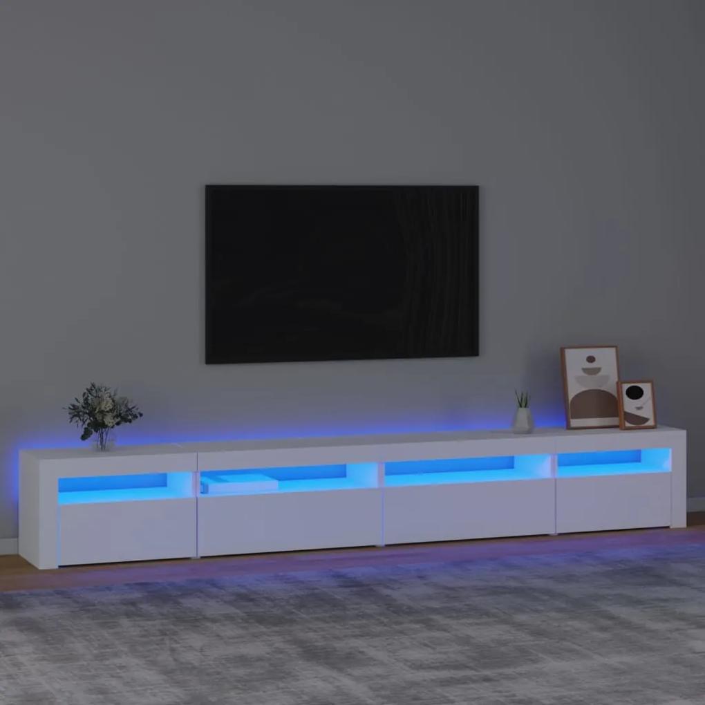 TV skrinka s LED svetlami biela 270x35x40 cm