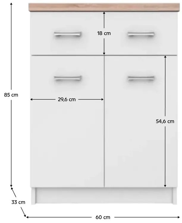 Komoda Topta Typ 41 2D1S60 (biela + dub sonoma). Vlastná spoľahlivá doprava až k Vám domov. 1075470