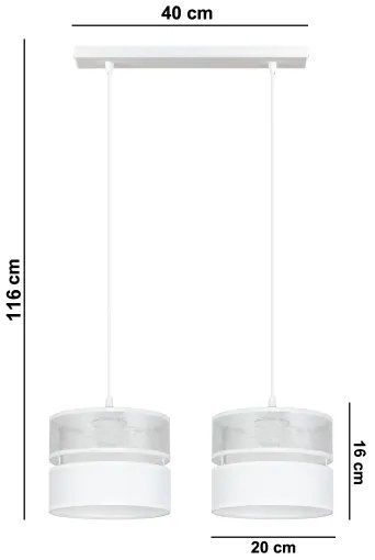 Luster na lanku LIMA 2xE27/60W/230V strieborná/biela