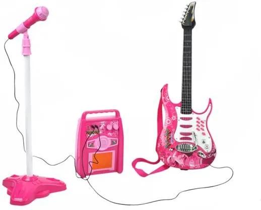 ISO Detská rocková elektrická gitara na batérie + zosilňovač a mikrofón, 4709