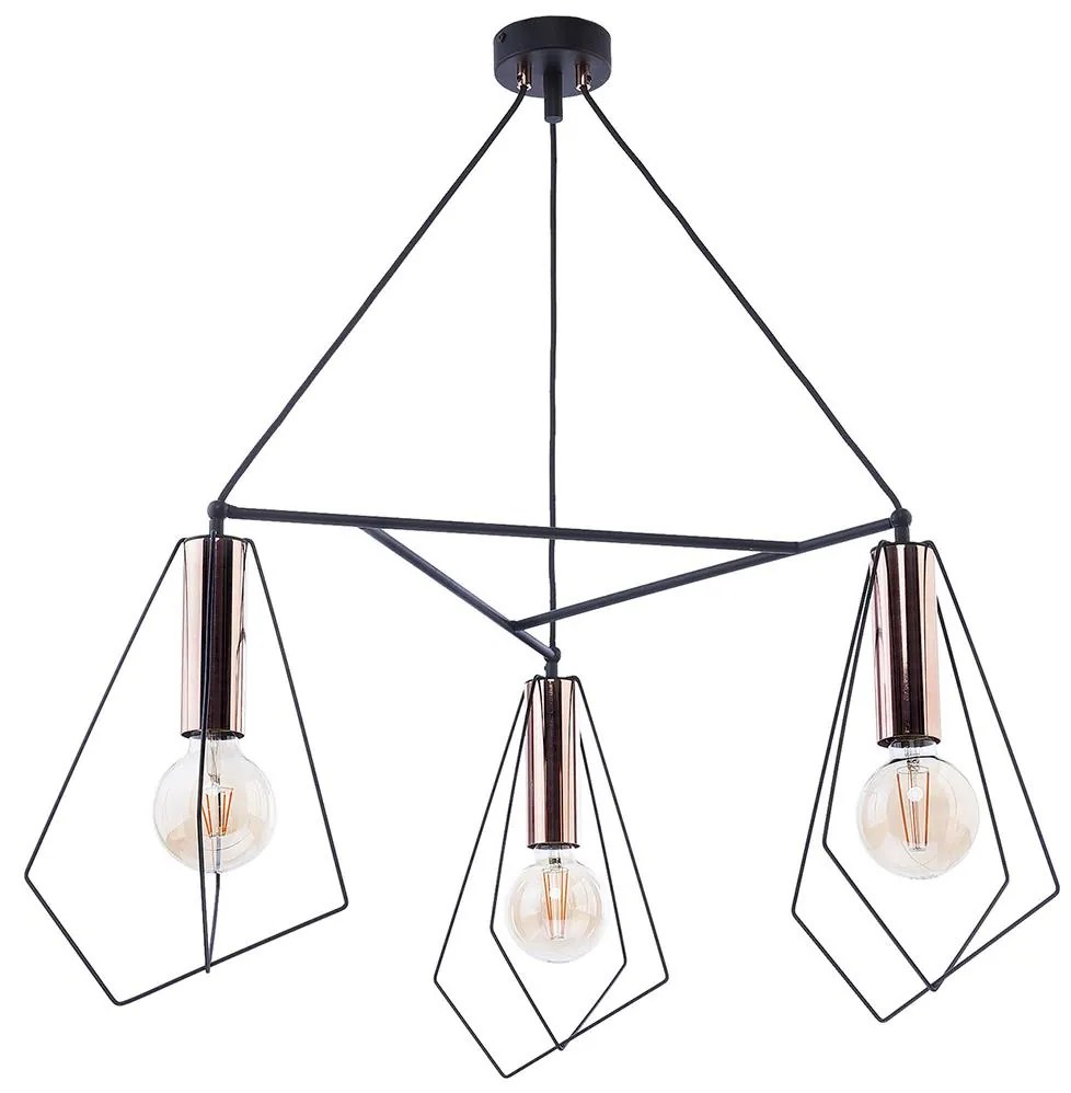 Jupiter 1666 - Luster na lanku KAIR 3xE27/60W/230V čierna/meď