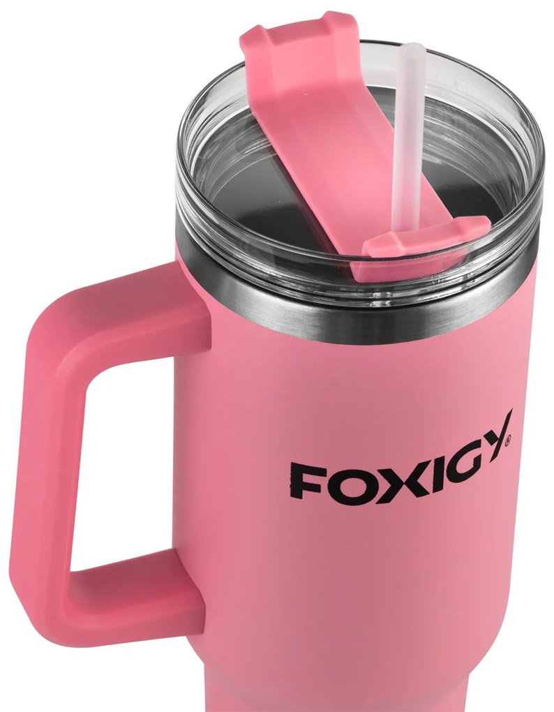 Foxigy Termohrnček do auta so slamkou 1200 ml Pink