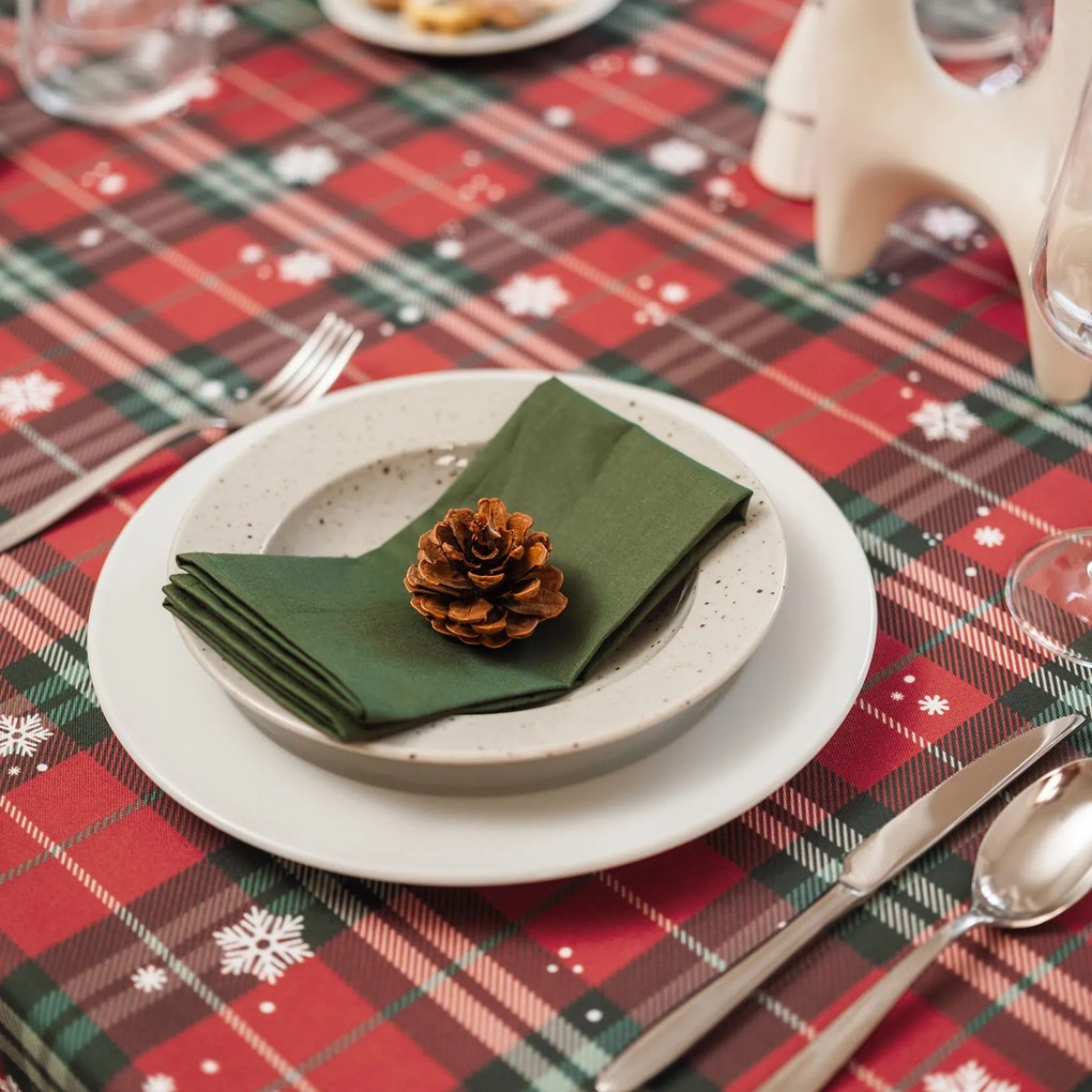 Goldea hranatý teflónový obrus - červené káro s vločkami 120 x 180 cm